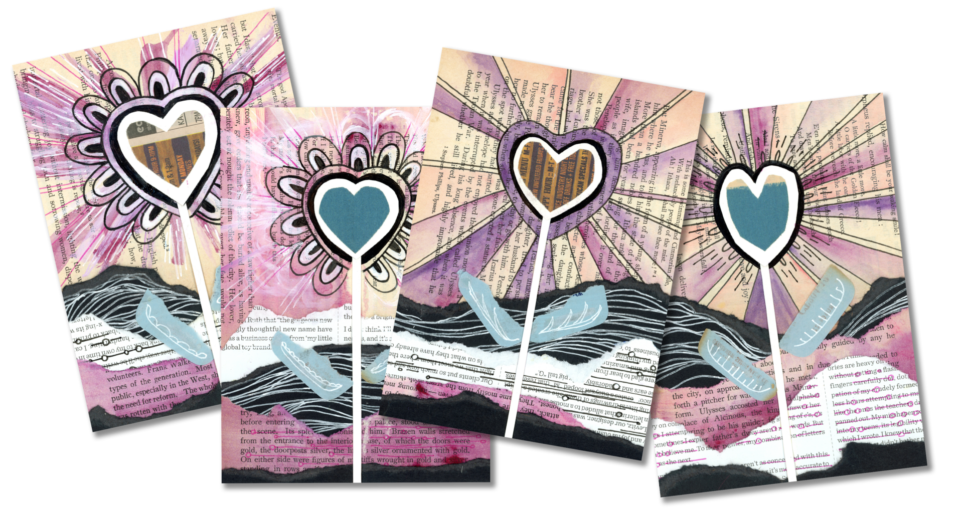 Heart Flowers Card Set